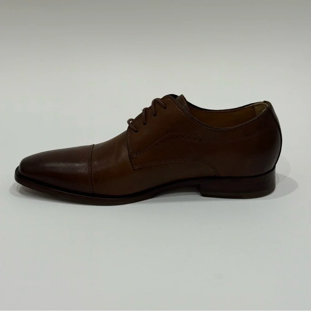 Johnston Murphy Men's 8.5M Mcclain Cap Toe Tan Full Grain Leather Shoes New $160